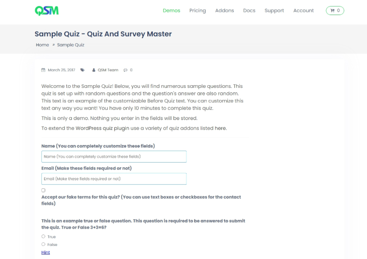 Quiz and Survey Master WordPress Quiz Plugins