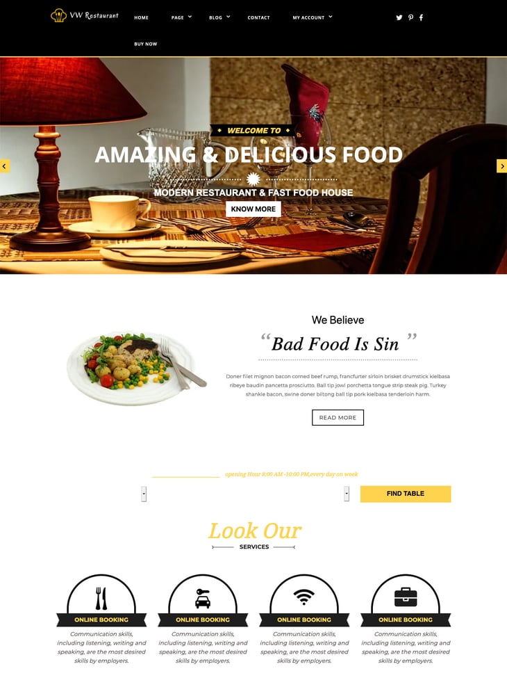 VW Resturant Free WordPress Theme